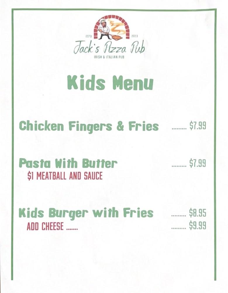 Jack's Irish & Italian Pizza Pub Menu image 3