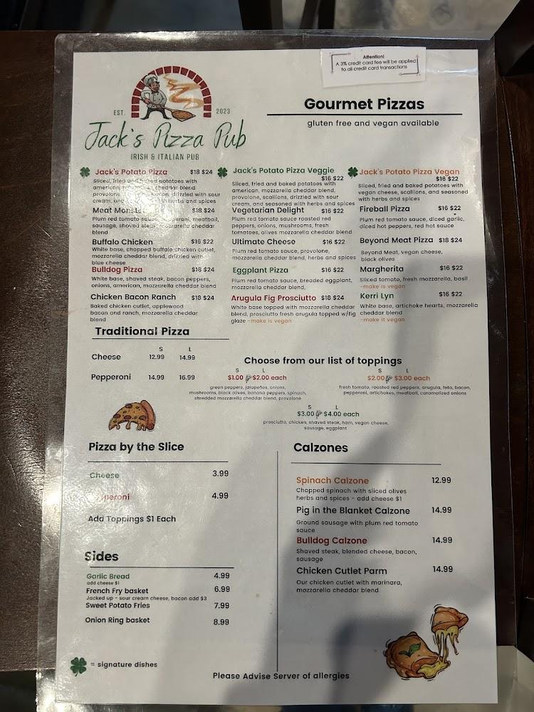Jack's Irish & Italian Pizza Pub Menu image 4